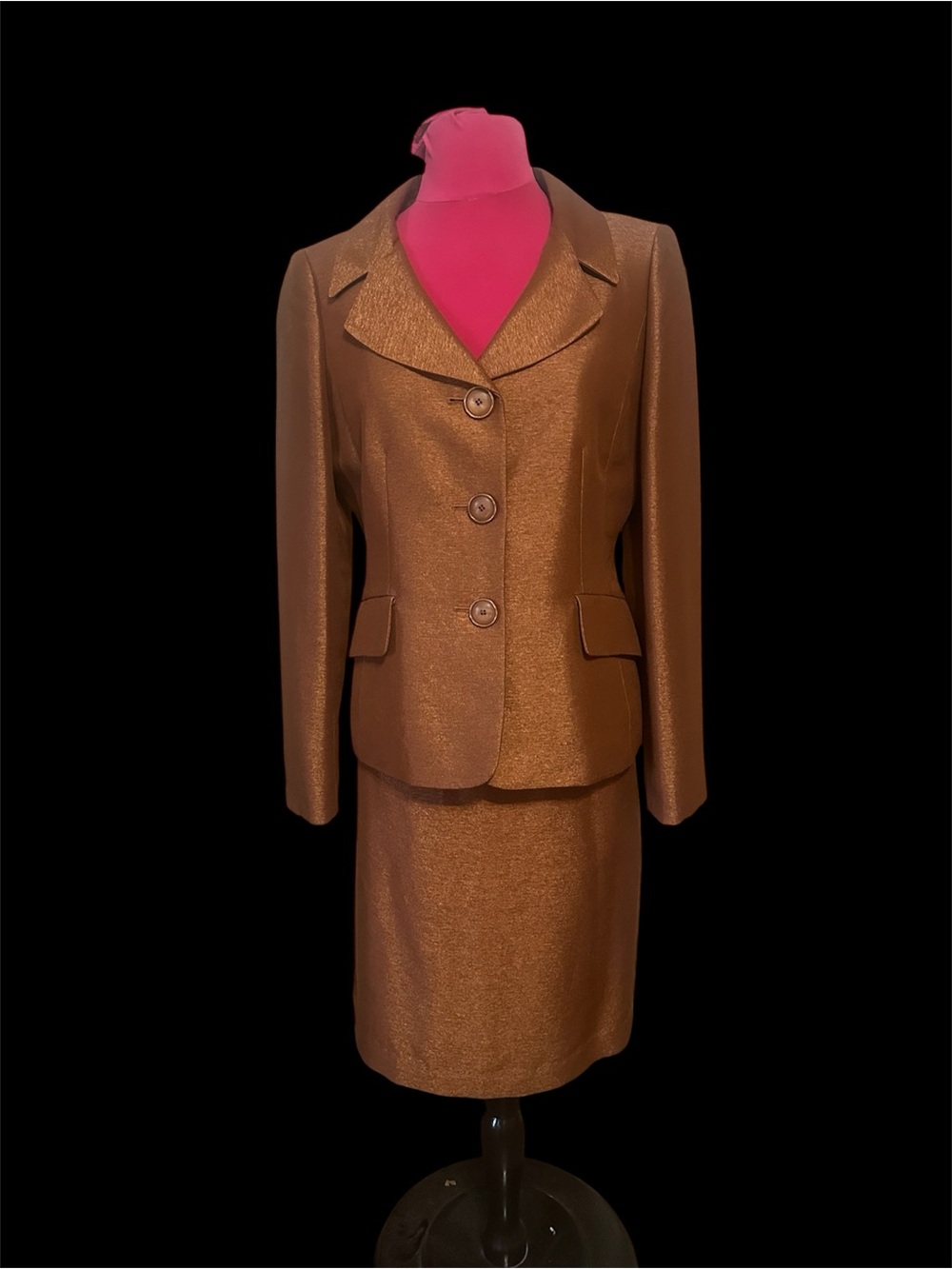 Evan-Picone Metallic Copper Skirt Suit Size 6